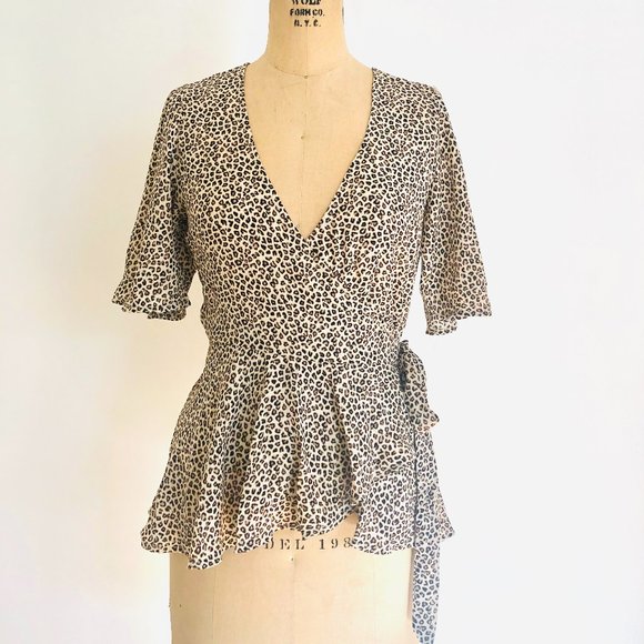 Bobeau Flutter Sleeve Wrap Blouse - Picture 1 of 3